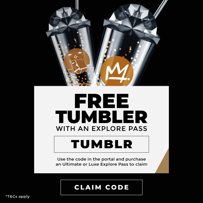 1x Free Tumbler & Soft Drink with any Explore Pass