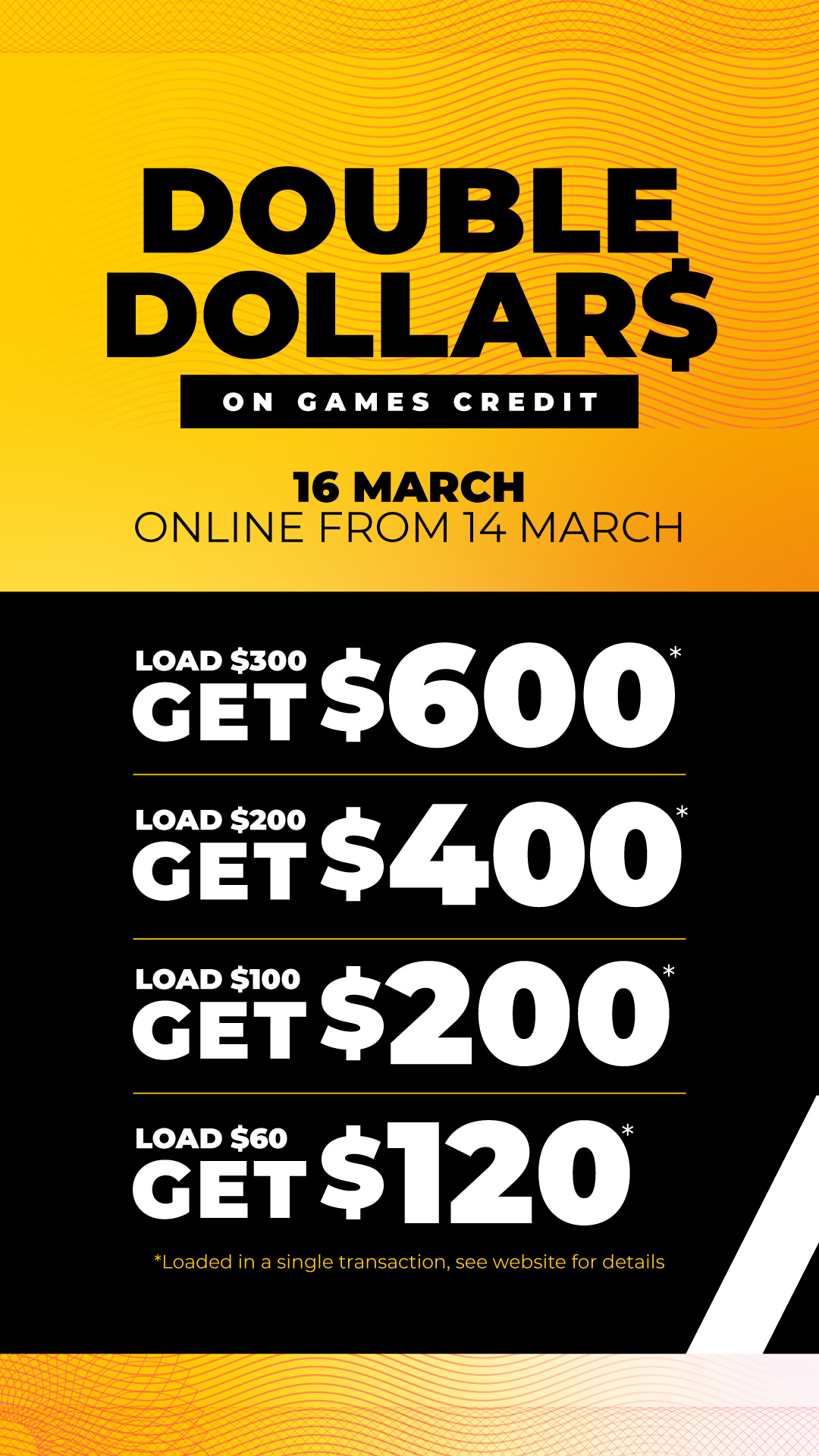 DOUBLE DOLLARS Games Credit Loads