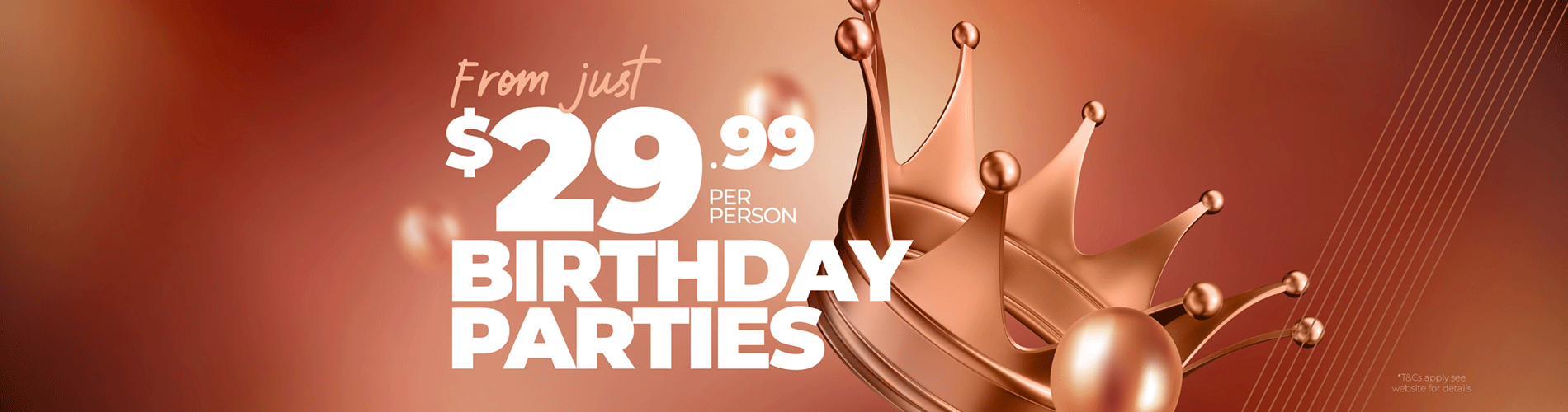 Kingpin Birthday Party starting at $29.99